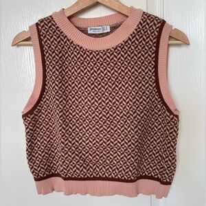 Stradivarius Pink & Brown Sweater Vest